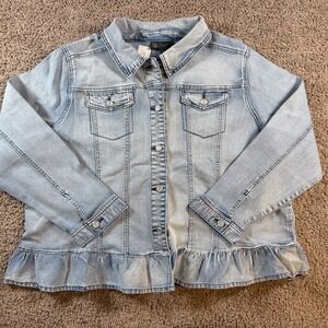 DG2 Denim Jacket Ruffled Hem Women's Size 2XL preppy coat boho‎ street wear